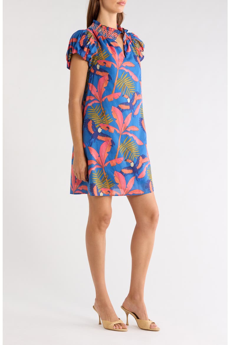 Vermina Tropical Print Shift Dress, Alternate, color, CORAL-MULTI
