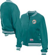 New Era Women's New Era Aqua Miami Dolphins Throwback Fleece Full-Snap Jacket