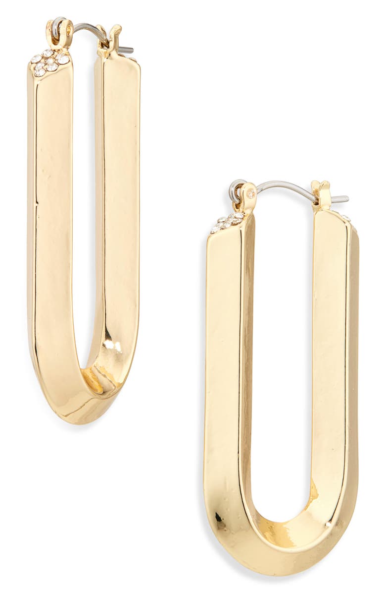 Vince Camuto Elongated Hoop Earrings, Main, color, Gold Tone