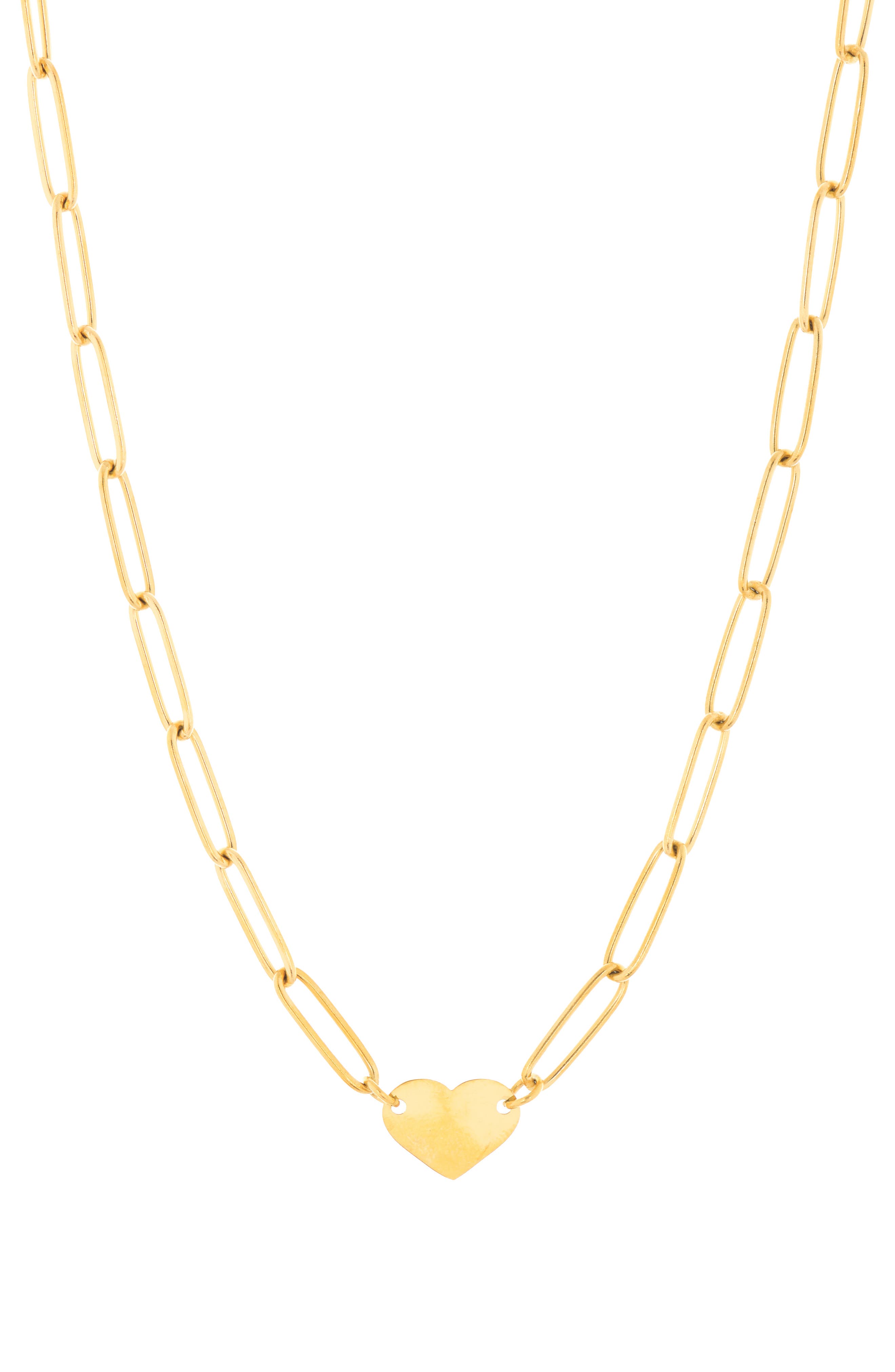 Adornia 14K Gold Plated Paperclip Chain Heart Pendant Necklace