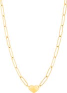 Adornia 14K Gold Plated Paperclip Chain Heart Pendant Necklace