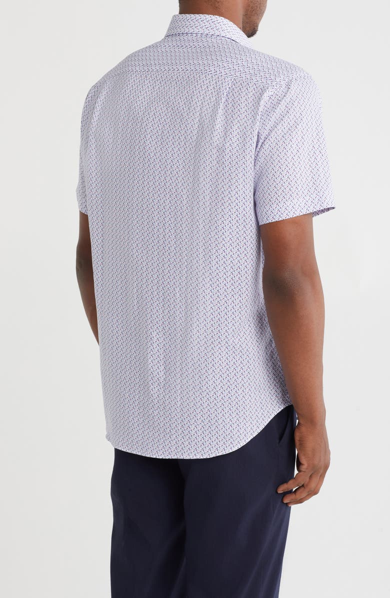 David Donahue Geo Print Short Sleeve Sport Shirt, Alternate, color, 