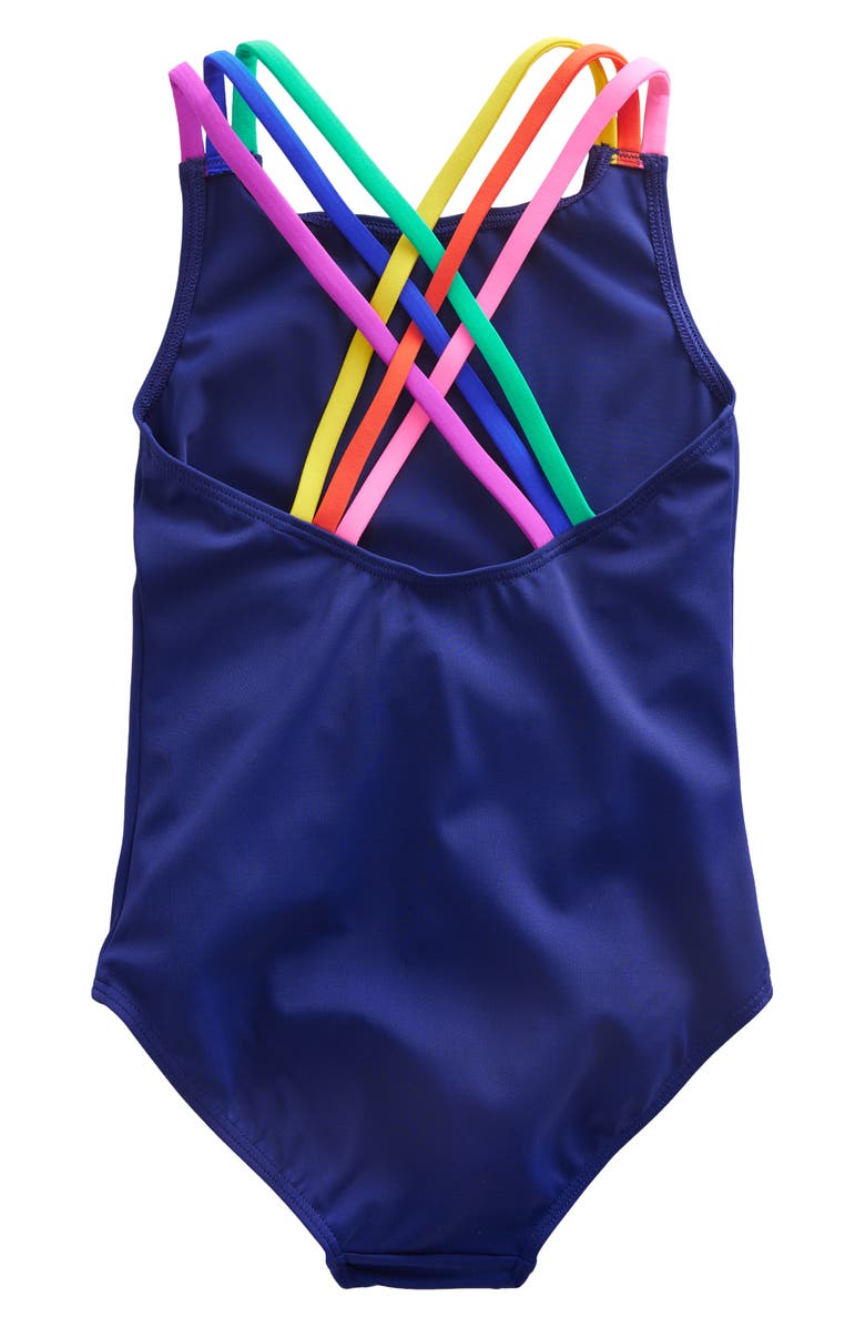 Mini Boden Kids' Crisscross One-Piece Swimsuit, Alternate, color, 