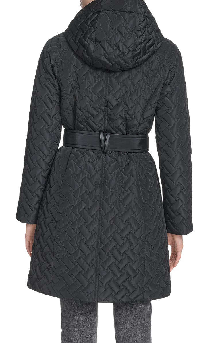 Cole Haan Belted Quilted Jacket, Alternate, color, Black