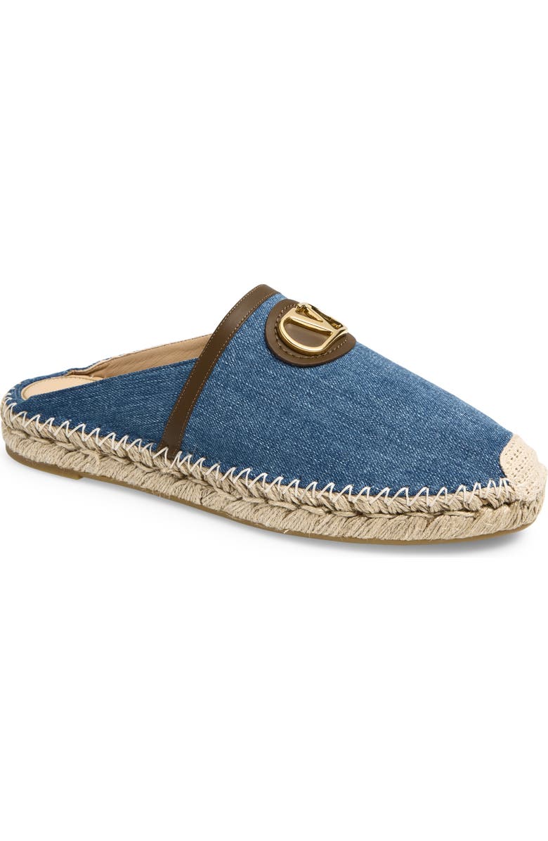 Valentino Garavani VLOGO Denim Espadrille Mule, Main, color, Denim