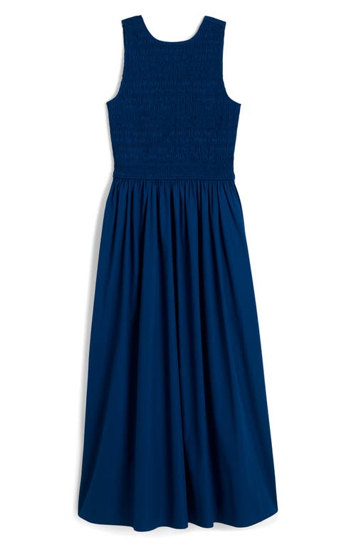 Madewell The Melody Scoopback Smocked Midi Dress In Blue