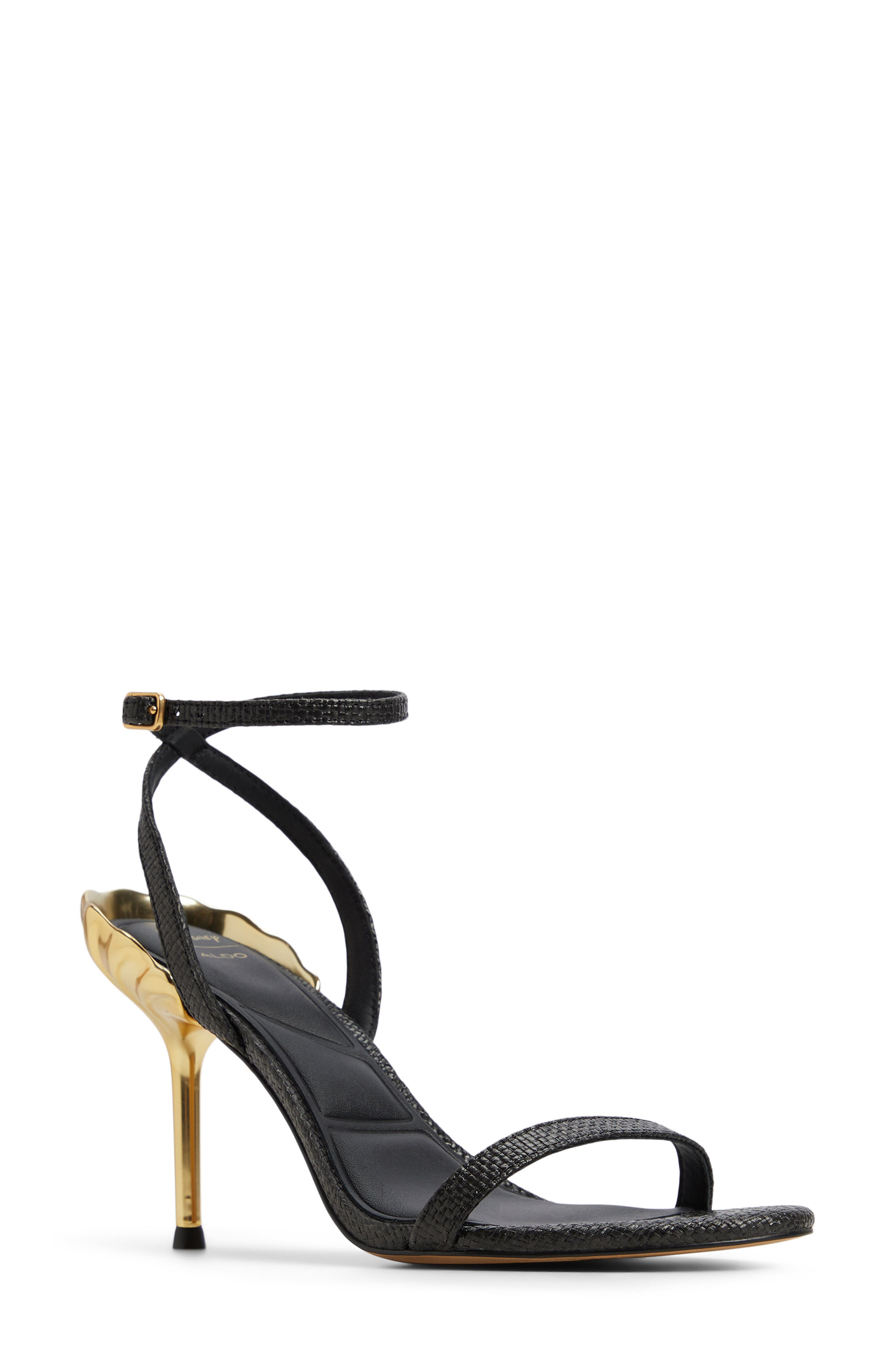 ALDO x Disney Ursula Ankle Strap Sandal, Main, color, Black