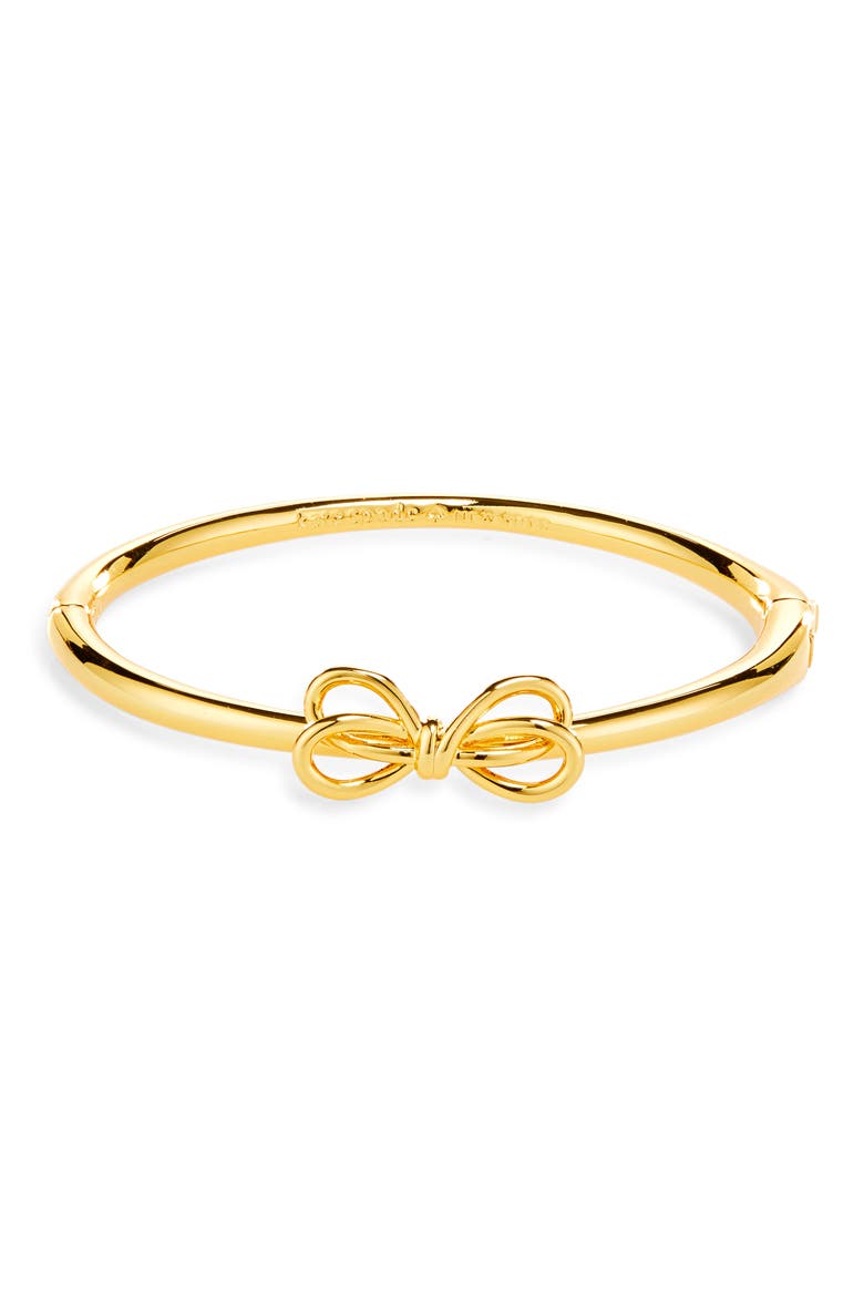 bow meets girl bangle bracelet, Main, color, GOLD