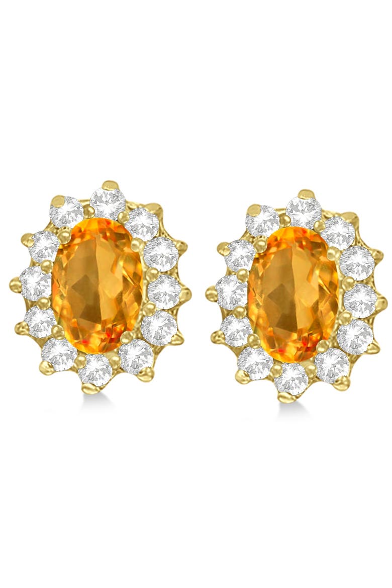 Oval Citrine & Diamond Accented Earrings 14k, Alternate, color, 2.05ct/Yellow Gold