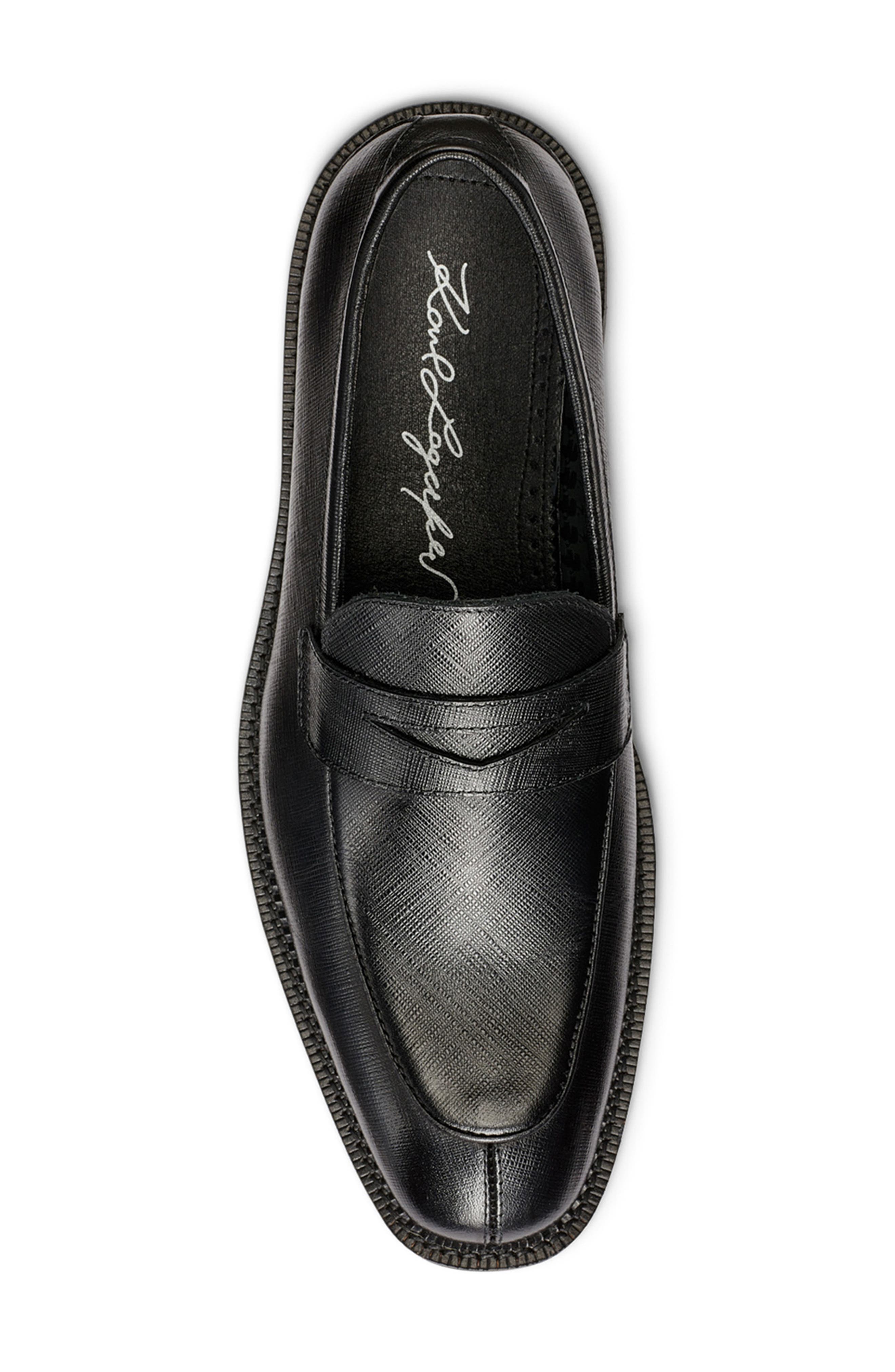 KARL LAGERFELD PARIS Apron Toe Saffiano Leather Penny Loafer, Alternate, color, 