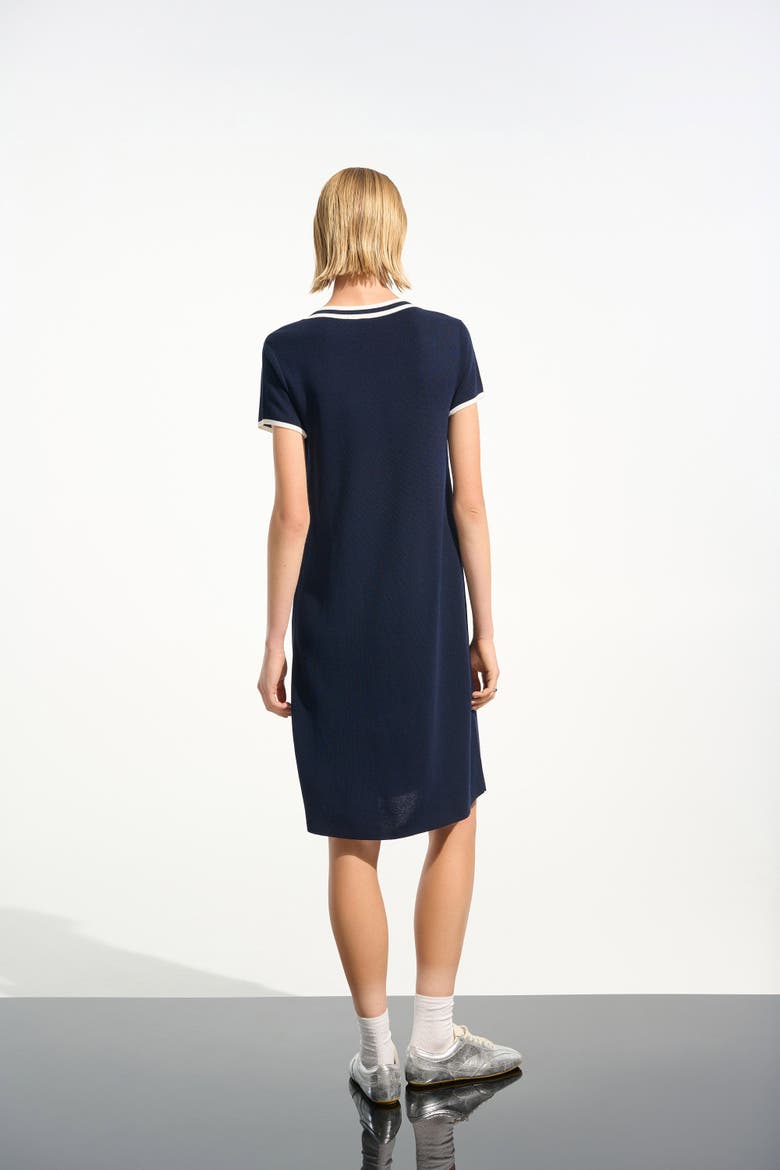 Viscose Knit A-Line Dress With Rib Trim, Alternate, color, Indigo/Vanilla