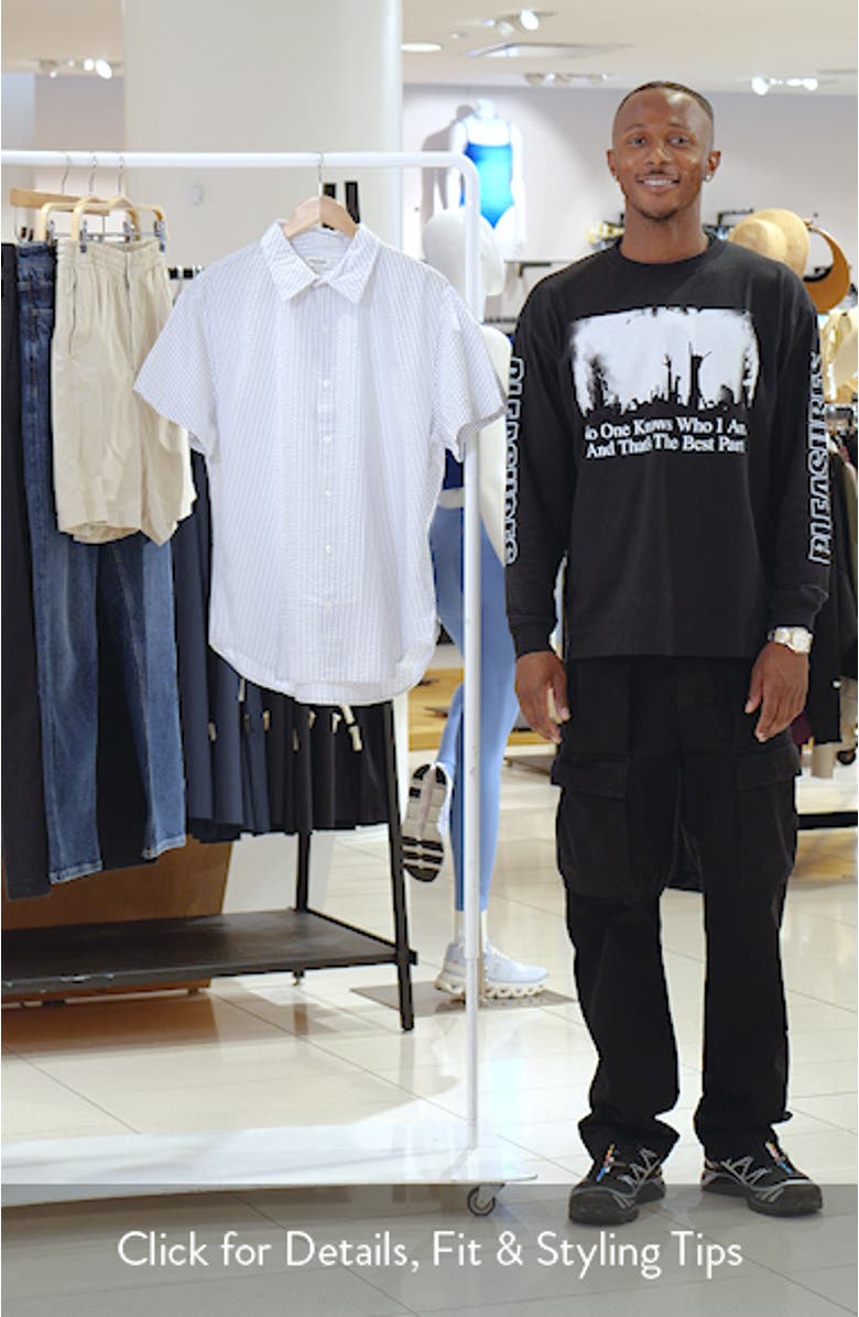 Riviera Slim Fit Short Sleeve Seersucker Button-Up Shirt, sales video thumbnail