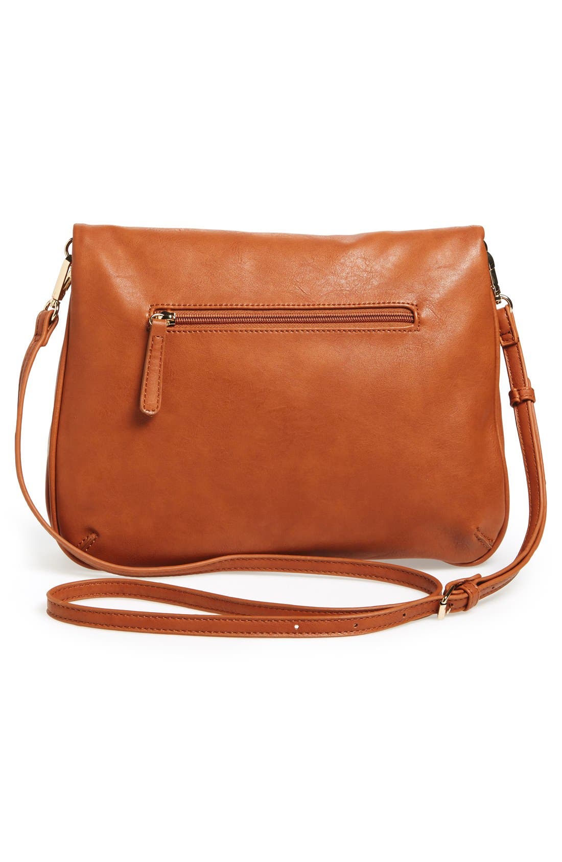 Foldover Crossbody Bag, Alternate, color, BROWN COGNAC