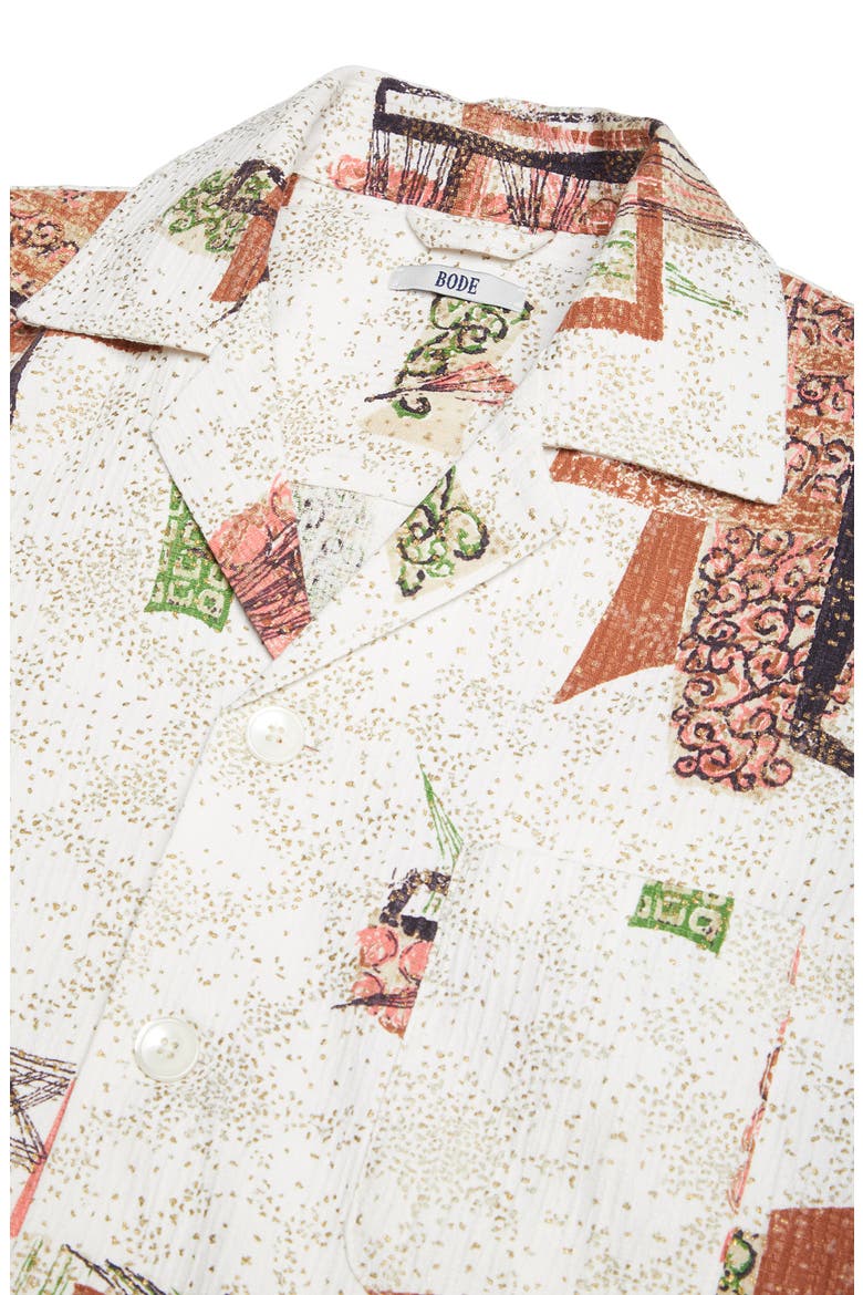 x Marcus Paul Louie Mid Century Motif Button-Up Shirt (Nordstrom Exclusive), Alternate, color, WHITE/RED