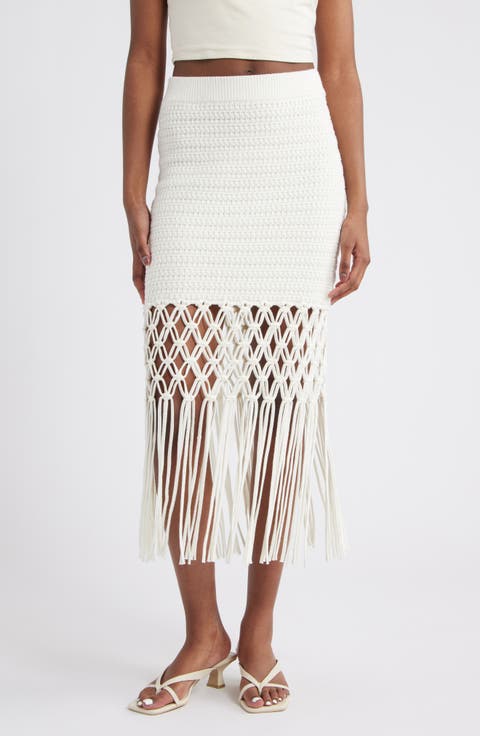 Sevilla Fringe Accent Knit Skirt