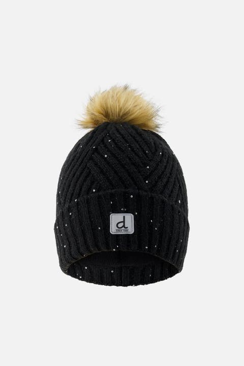 Winter Fleece Lined Faux Fur Pompom Knit Hat