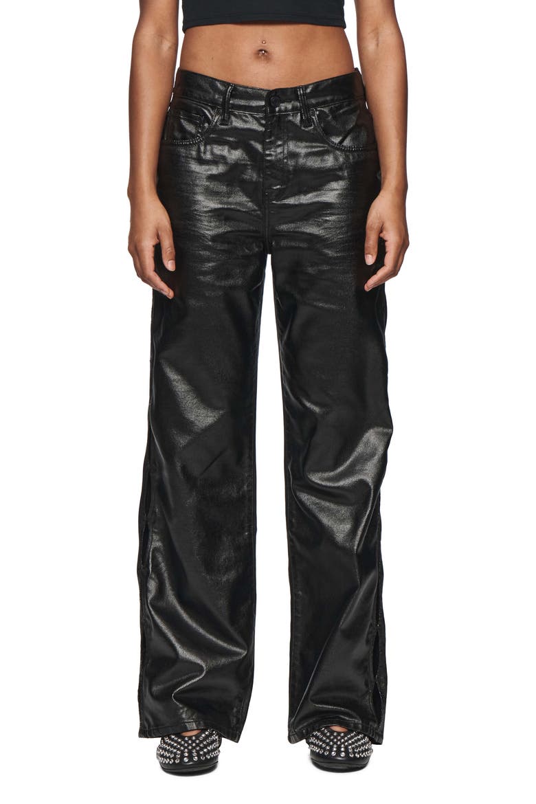 Side Cutout Coated Jeans, Main, color, BLACK