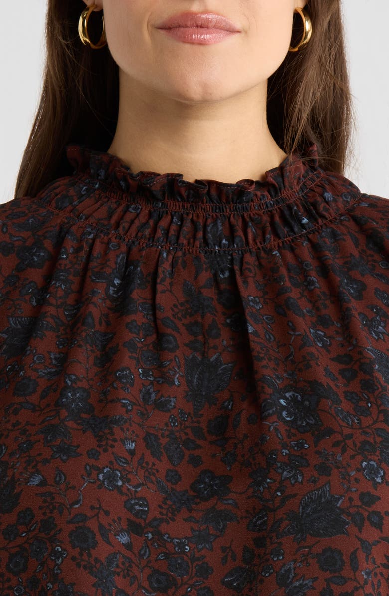 SUGARLIPS Kalida Ruffle Collar Top, Alternate, color, Chocolate