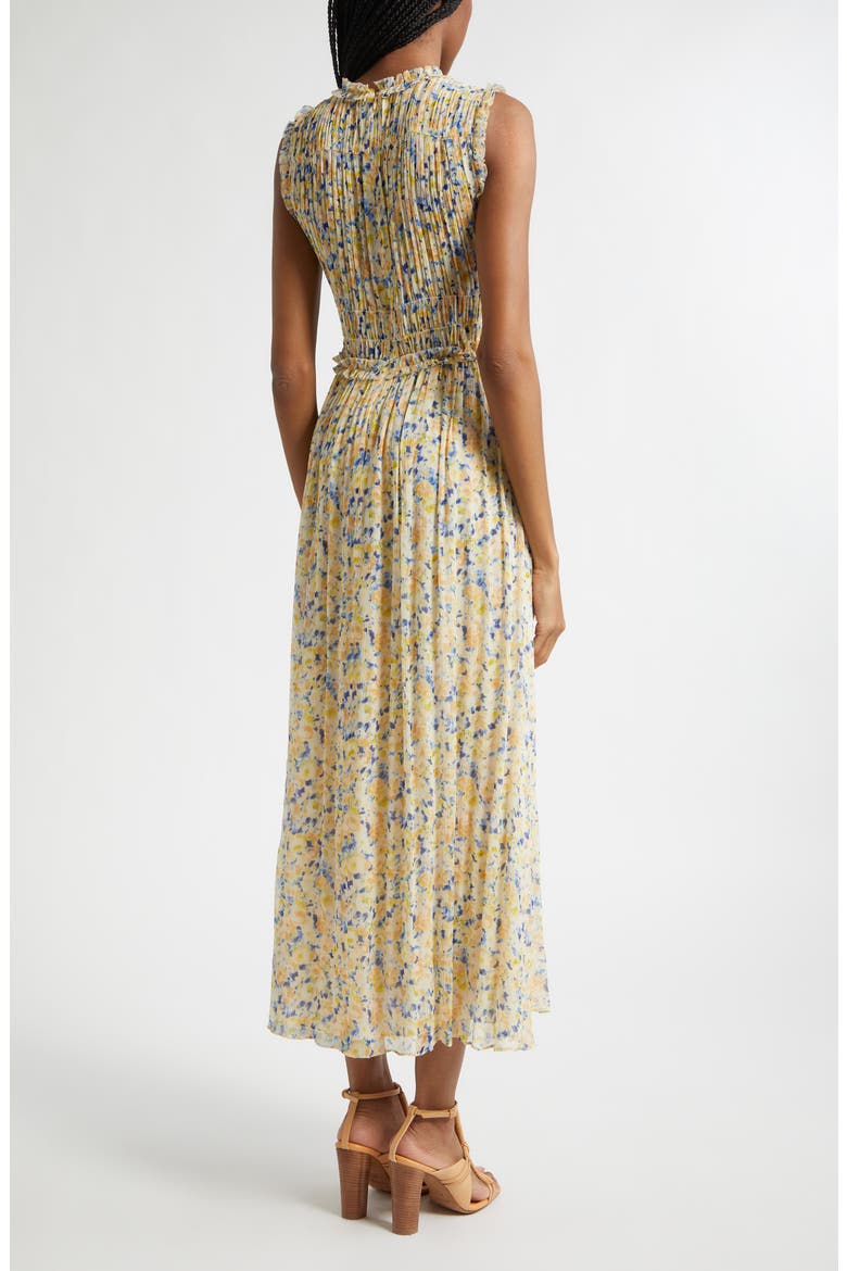 Kasia Floral Silk Midi Dress, Alternate, color, DAFFODIL
