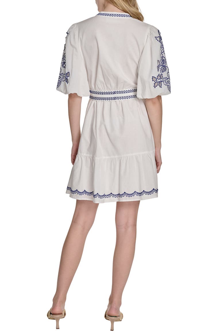 Embroidered Puff Sleeve Cotton Shirtdress, Alternate, color, IYE