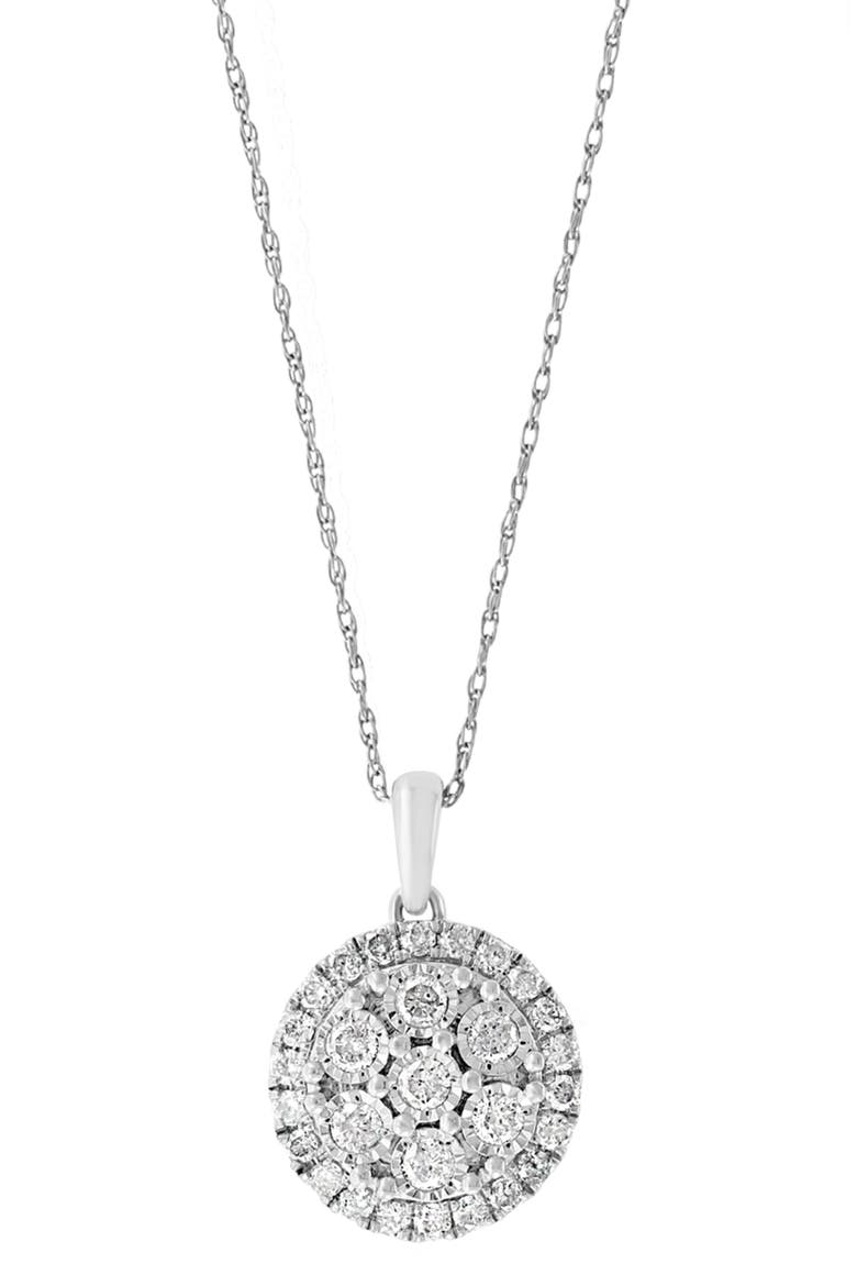 Sterling Silver Diamond Disc Pendant Necklace, Main, color, SILVER