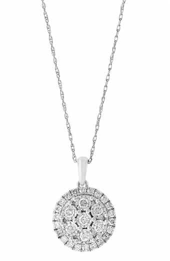 Sterling Silver Diamond Disc Pendant Necklace