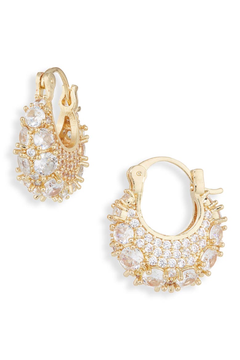 Crystal Pavé Chunky Hoop Earrings, Main, color, GOLD