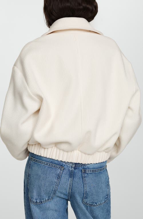 Mango Rib Knit Jacket In Off White