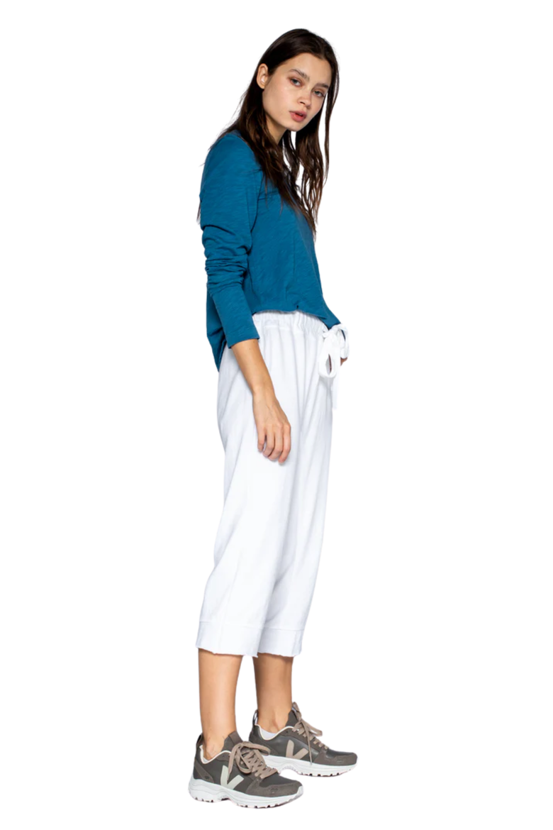 Crop Raw Jogger Easy Fit Pants, Alternate, color, White