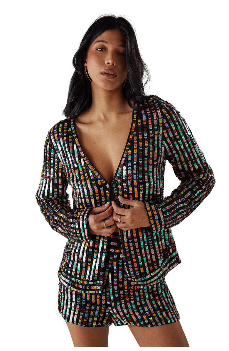Warehouse Premium Hand Embellished Sequin Jacket, Main, color,