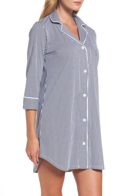 Ralph Lauren Lauren Cotton Jersey Sleep Shirt In Windsor Navy/white Stripe