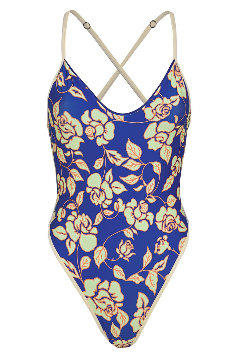 Cobalt Blue Mae Reversible One-Piece Swimsuit, Alternate, color, BLUE