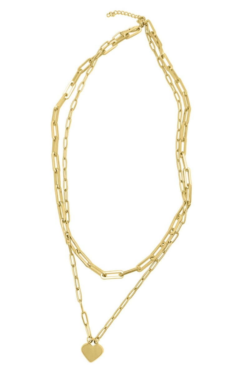 Adornia Layered Heart Pendant Paper Clip Chain Necklace, Alternate, color, Gold