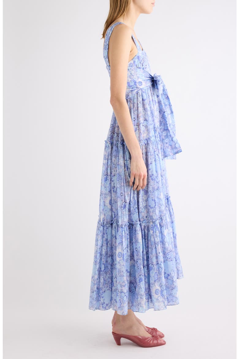 Floral Tiered Cotton Voile Maxi Dress, Alternate, color, MULTICOLOR BLUE 1