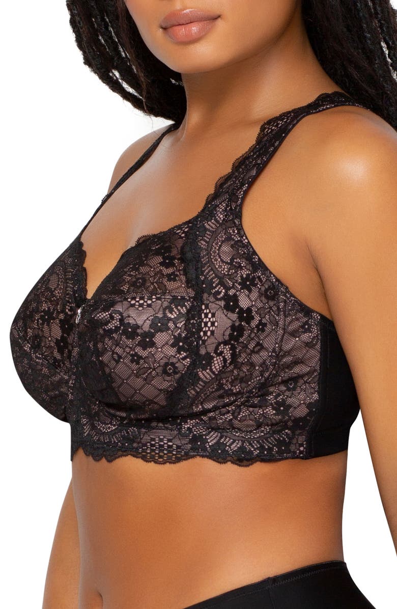 Curvy Couture Luxe Lace Wireless Bralette, Alternate, color, Black Hue