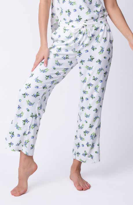 PJ Salvage Blueberry Print Pointelle Crop Pajama Pants