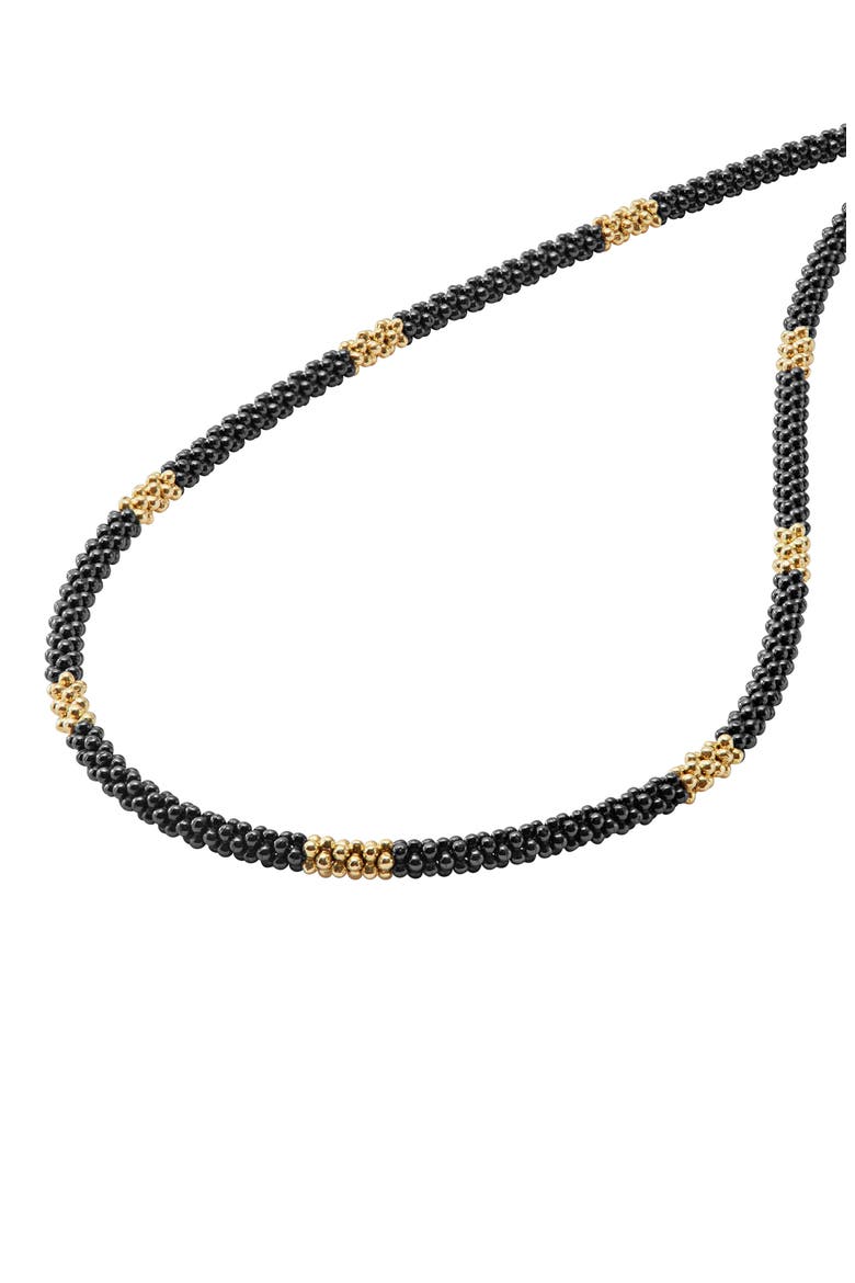 Black Caviar Beaded Necklace, Alternate, color, BLACK