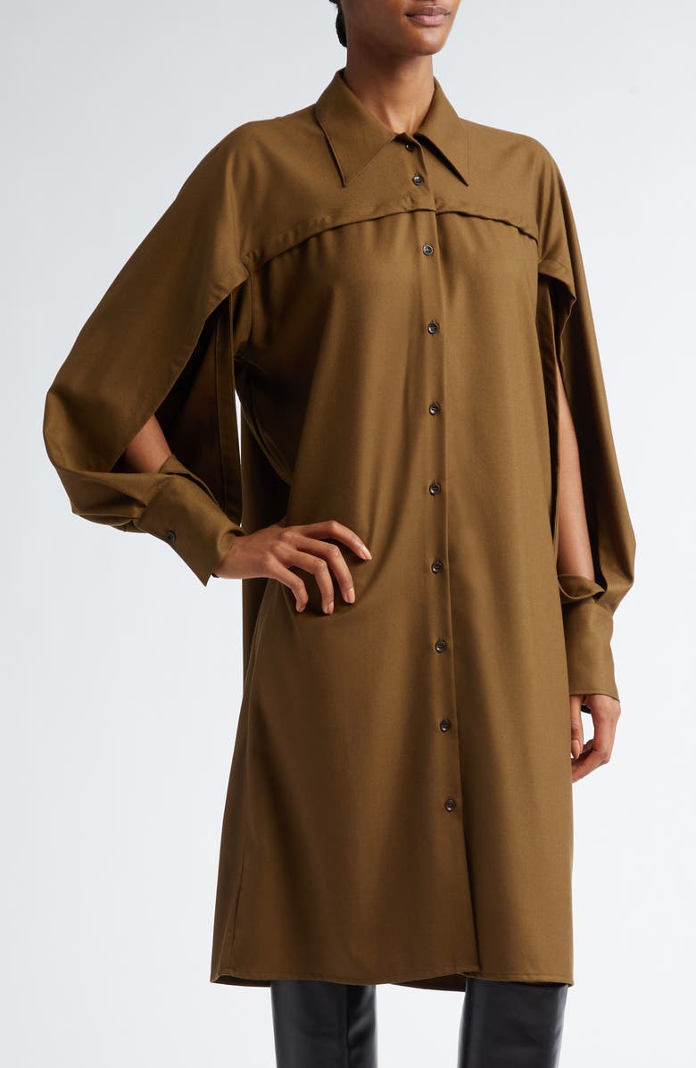 BITE Studios Lucio Split Sleeve Wool Flannel Shirtdress, Alternate, color,