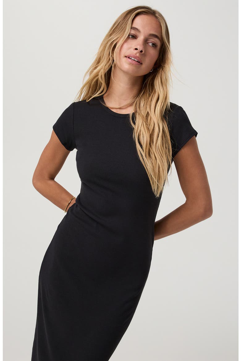 Ribbed T-Shirt Maxi Dress, Alternate, color, BLACK