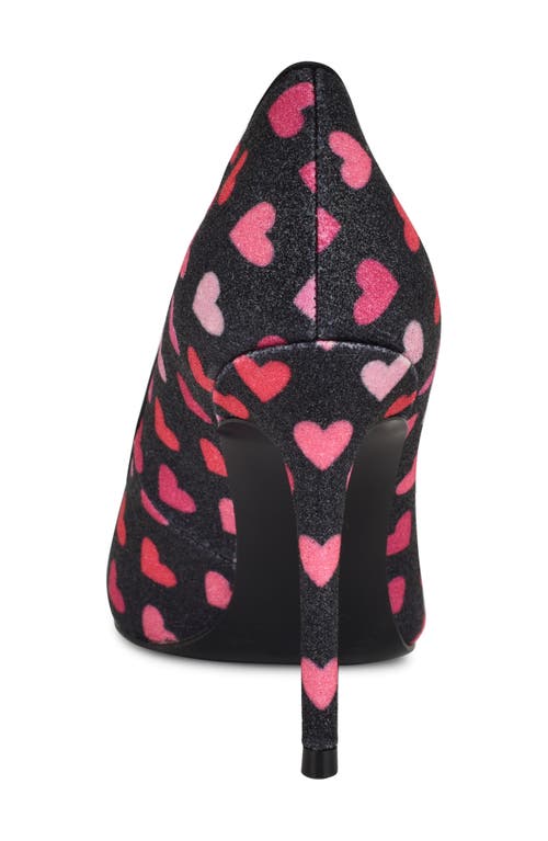 Nine West Fresh Pointed Toe Pump In Black With Pink Hearts