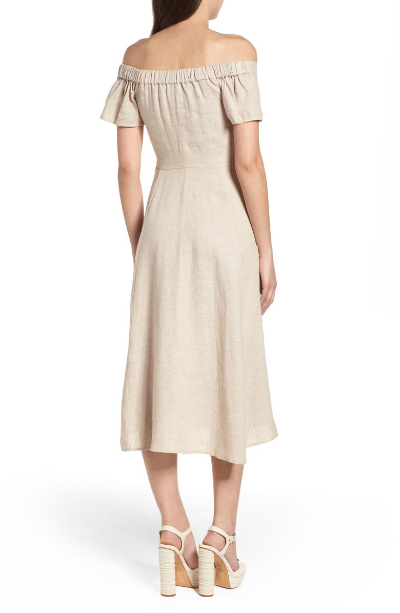 WAYF Perry Linen Blend Midi Dress, Alternate, color, 