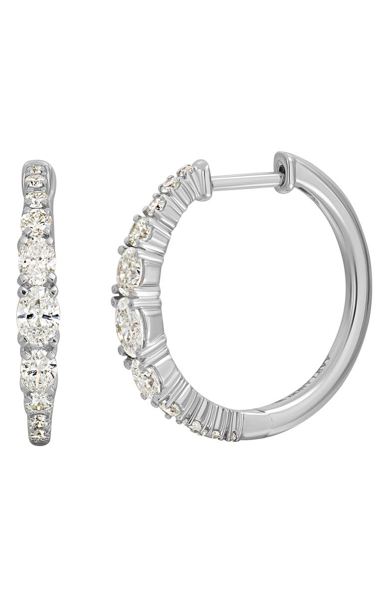 Bony Levy Audrey Oval & Round Diamond Huggie Hoop Earrings, Main, color, 18Kw