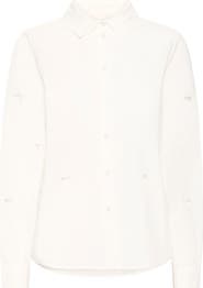 ICHI Ihlovely Heart Cutout Button-Up Top