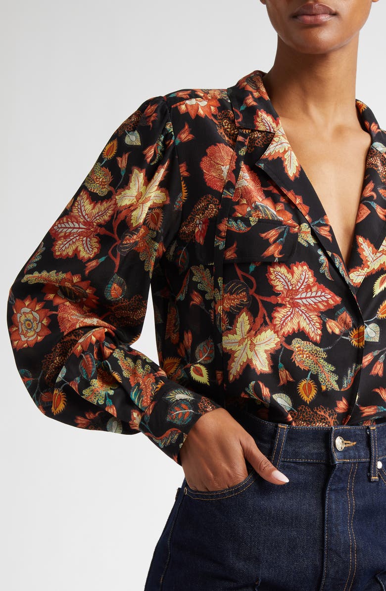 Ulla Johnson Florian Long Sleeve Silk Top, Alternate, color, 