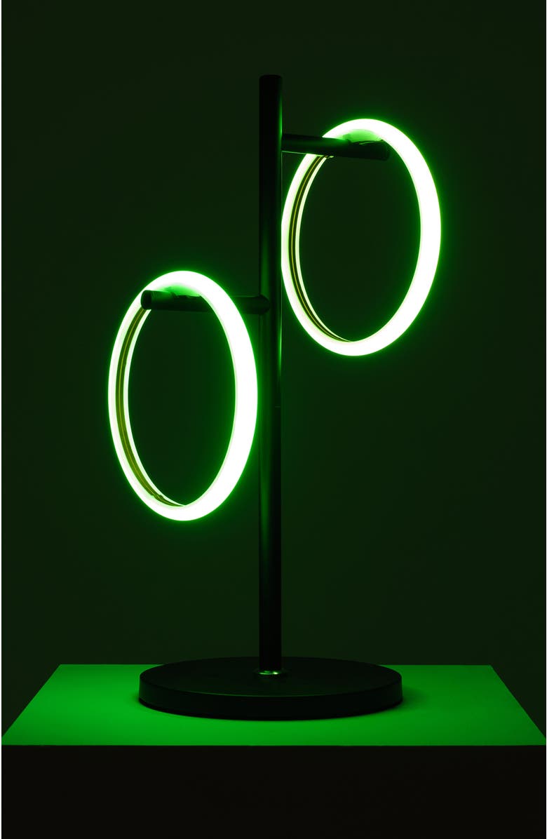 Brightech Saturn RGB 21" LED Color-Changing Modern Ring Table Lamp with Adjustable Heads and Built-In Dimmer, Alternate, color, Classic Black