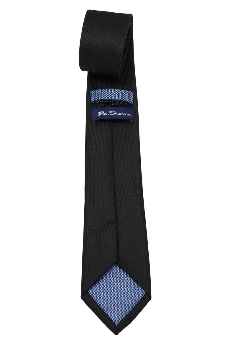 Textured Solid Tie, Alternate, color, BLACK