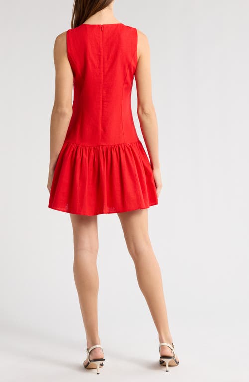 Wayf Martini Linen Blend Minidress In Red