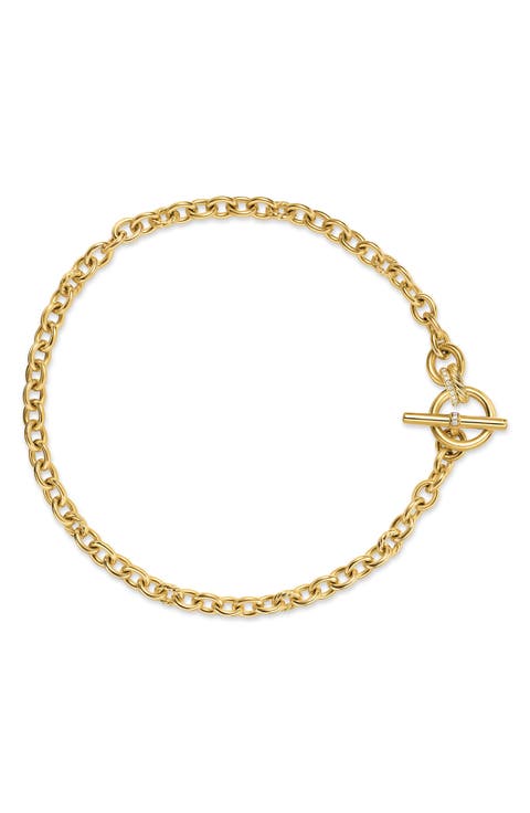 DY Mercer® Toggle Chain Necklace in 18K Yellow Gold with Diamonds, 12.7mm