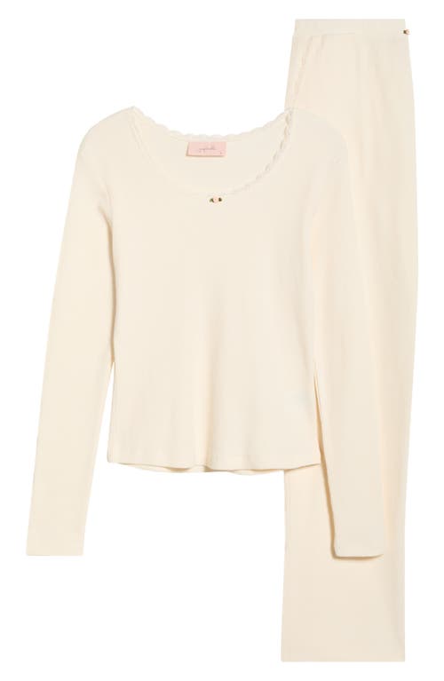 Papinelle Claire Waffle Knit Pajamas In Neutral