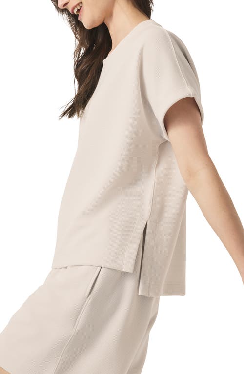 Splendid Waffle Scuba Knit Short Sleeve Sweatshirt In Neutral